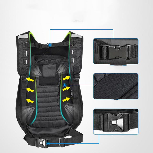 Motorrad Rucksack Hartschale wasserdichtmit gepolsterten Gurten und Innenfächern