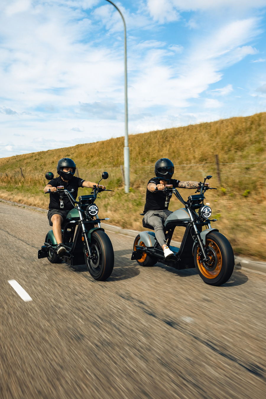 E-Chopper-Fahrer bei einem Treffen der E-Streetbikes Community