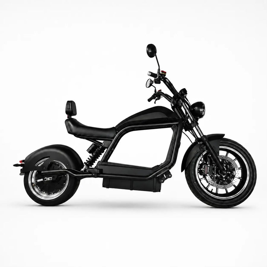 E-Chopper 6.0 Premium in schwarz mit Straßenzulassung 45 km/h Seitenansicht